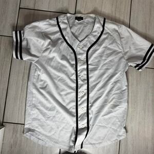 White & Black Baseball Jersey from Forever 21 Men's Small